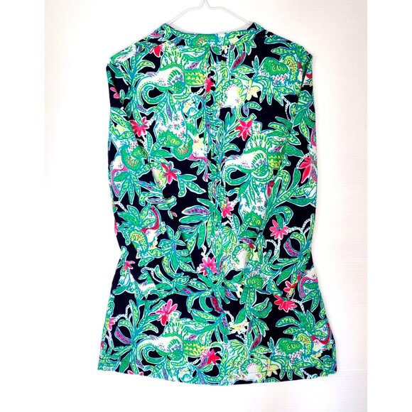 Lilly Pulitzer Women's Green Pink Rayon Sarasota Tunic Trunk Show Print Size XXS - Picture 11 of 12